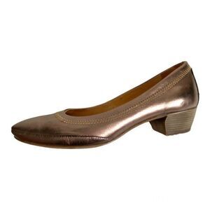 Eric Michael Gold Bronze Leather Short Heel Slip On Size 36